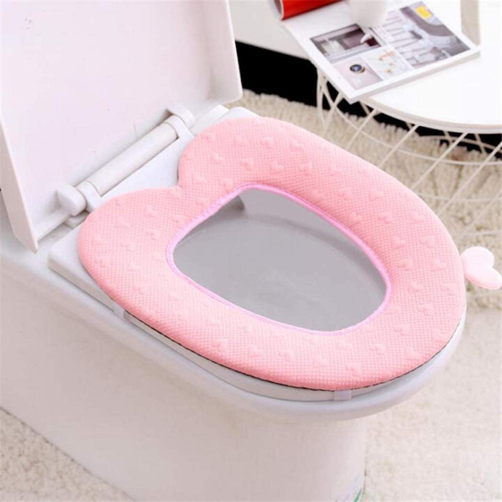 Almohadillas Suaves y Suaves para Cubrir el Asiento del Inodoro, Almohadillas Suaves para Cubrir la Tapa del Asiento del Inodoro, Almohadillas más Gruesas y cálidas (Rosa, Talla única)