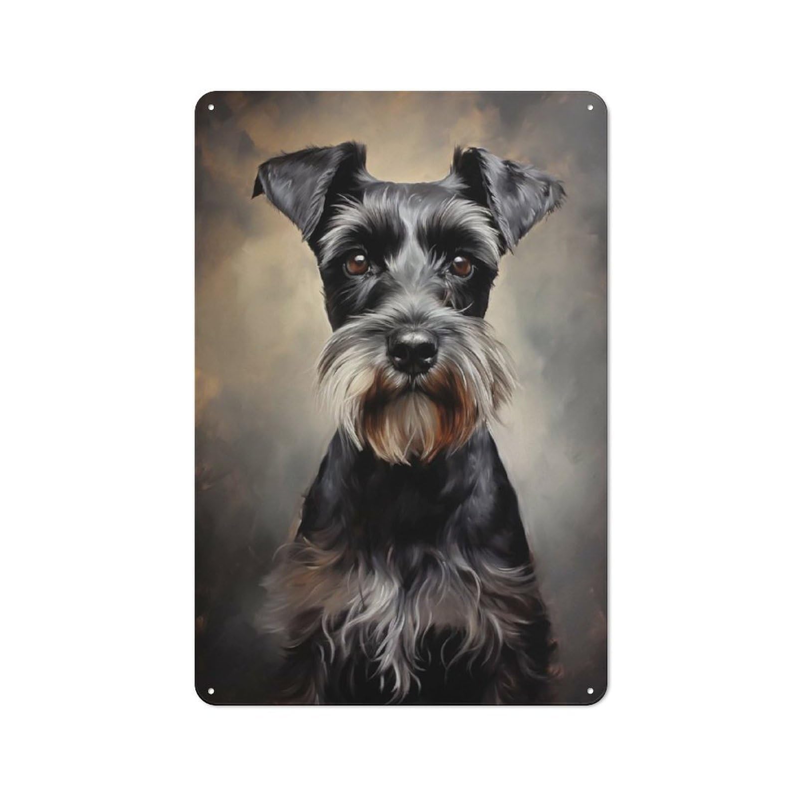 Junmoney Style-14 Black Miniature Schnauzer Portrait Vintage Metal Wall Sign 30X20cm For Garage Wall, Suited To Garage Decor Collectors