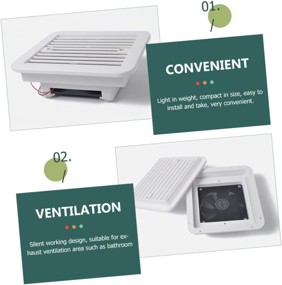 12v 8-inch Rv Vent Fan with Blades Bathroom Exhaust Outlet Fan for Roof Ventilation Replacement Part for Rv Bathroom and Garage