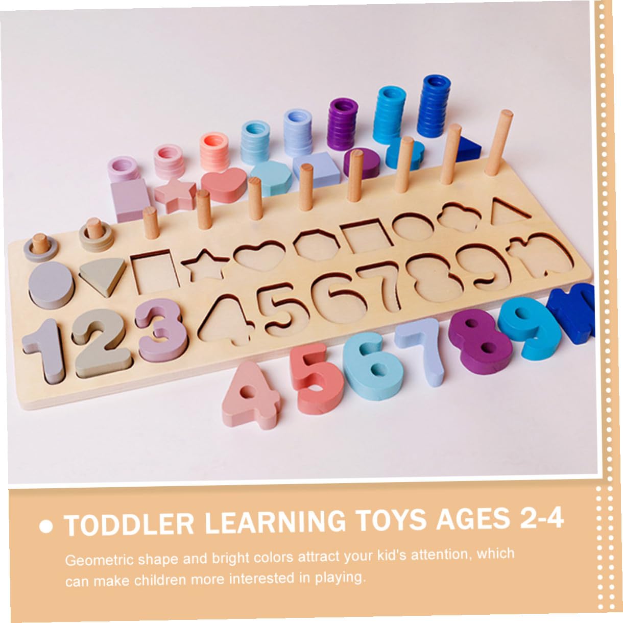Hohopeti Juego Montessori de Madera Números y Formas Geométricas para Coordinación Mano-Ojo, Juguete Educativo para Bebés y Niños en Etapa de Aprendizaje