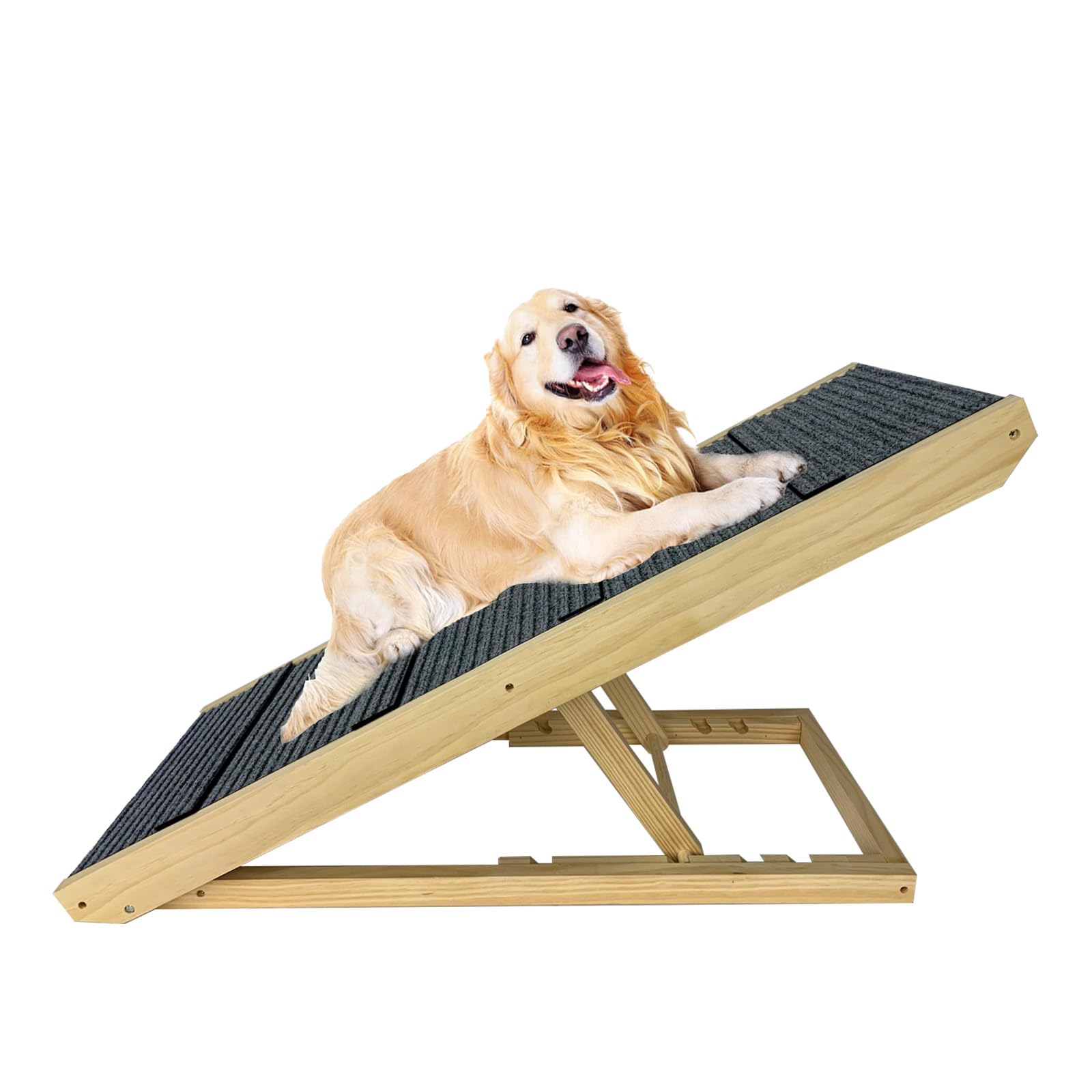 LZQ Escalera Plegable para Perros y Gatos - Portátil, Altura Ajustable, 100 cm de Largo - Escalera de Madera Con Alfombra Antideslizante para Cama