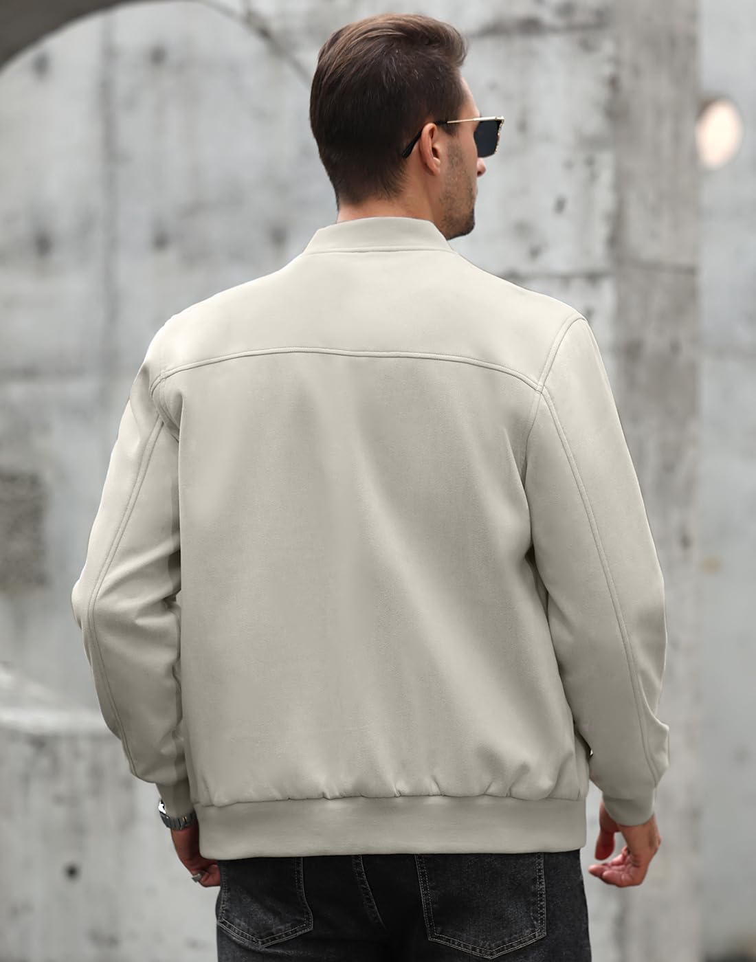 Wizoat Men's Suede Bomber Jacket Casual Lightweight Vintage Jacket Varsity Coat