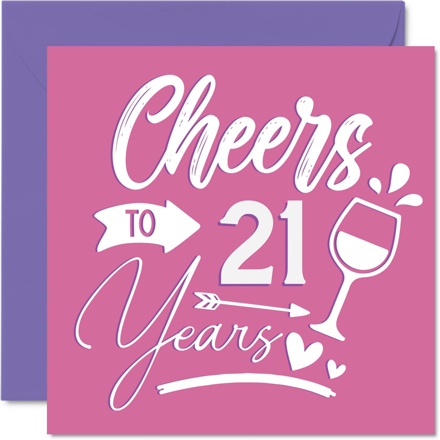 Stuff4 21st Birthday Cards for Women - Cheers - Happy Birthday Card for 21 Year Old Woman Niece Colleague Aunt Cousin, 5.7 Inch Bday Greeting Cards