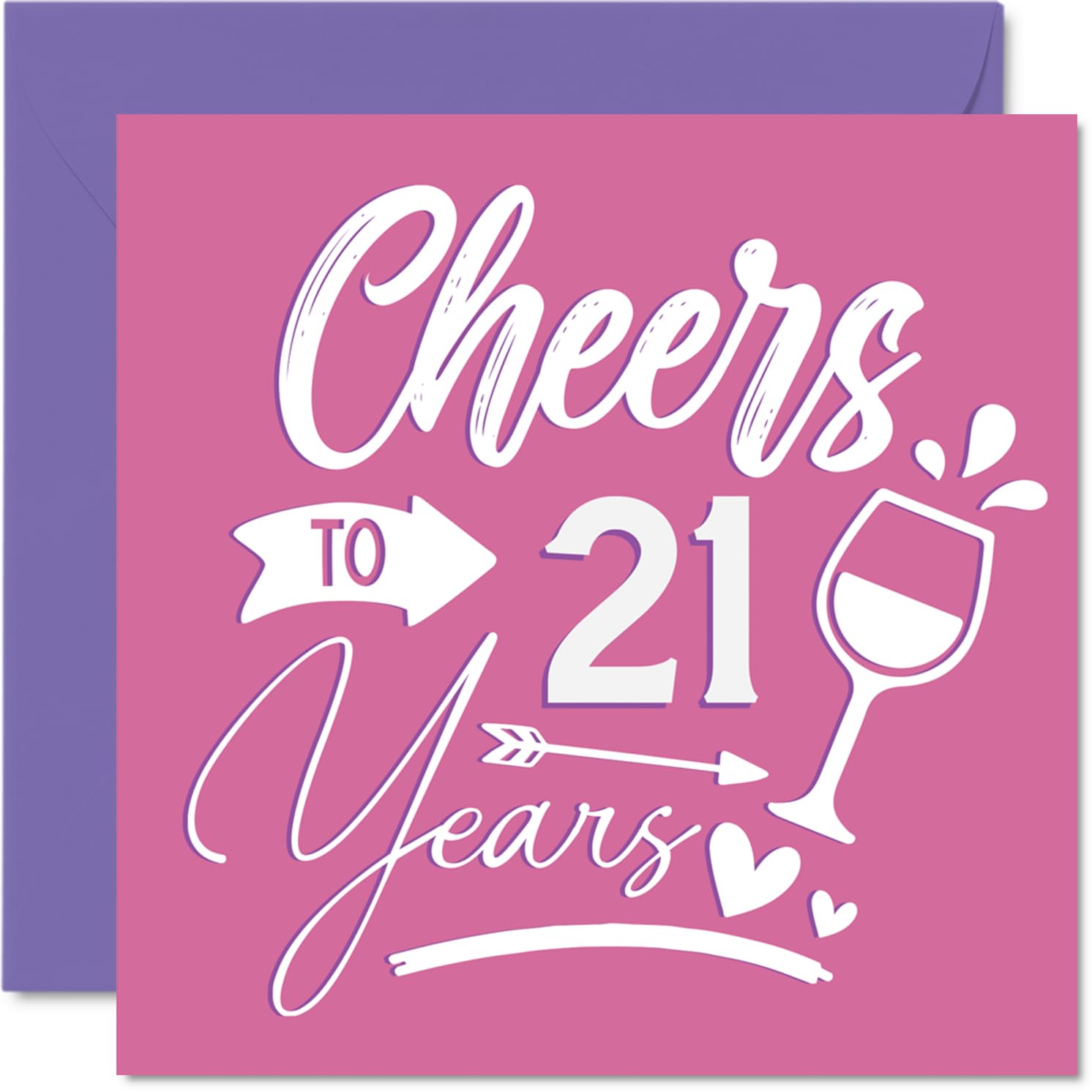 21st Birthday Cards for Women - Cheers - Happy Birthday Card for 21 Year Old Woman Niece Colleague Auntie Cousin, 145mm Bday Greeting Cards
