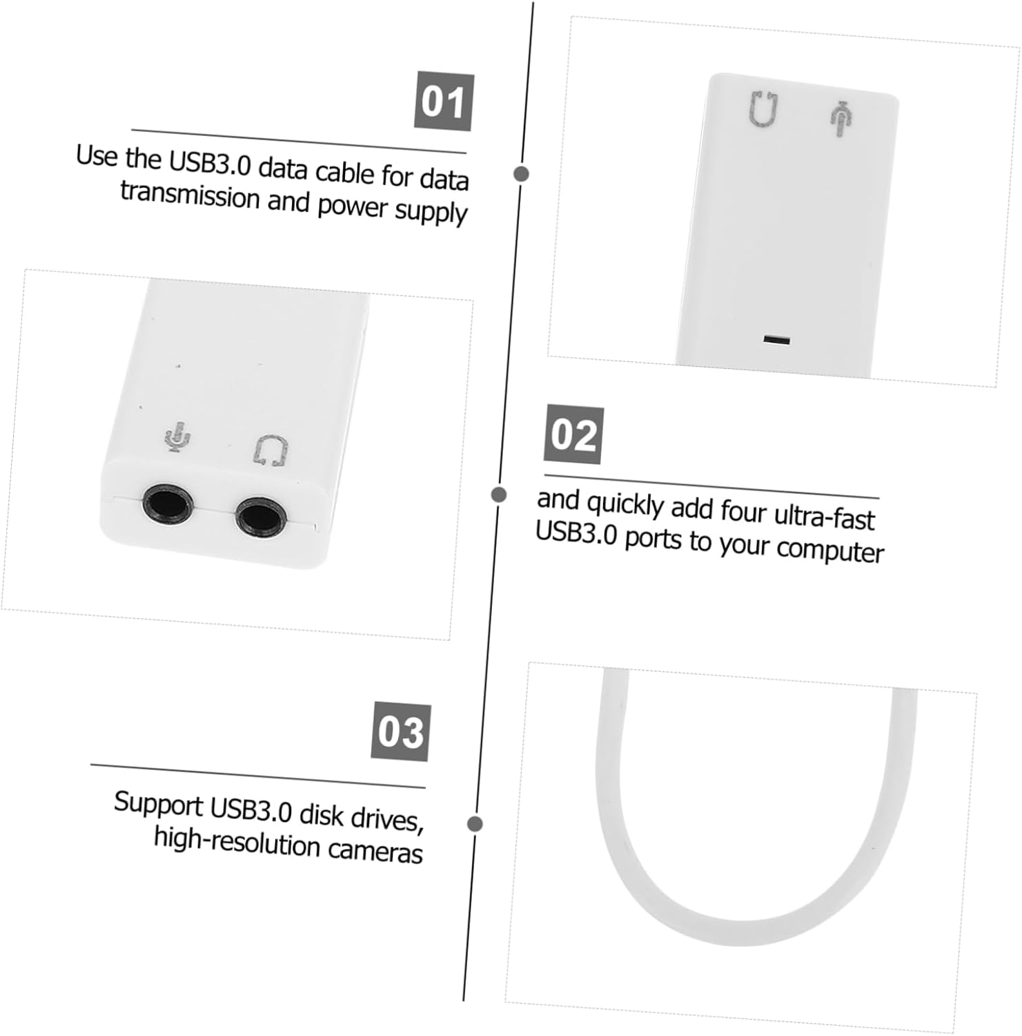 Sound Card Cable for External Sound Adapter Noise Reduction Easy Safe Material
