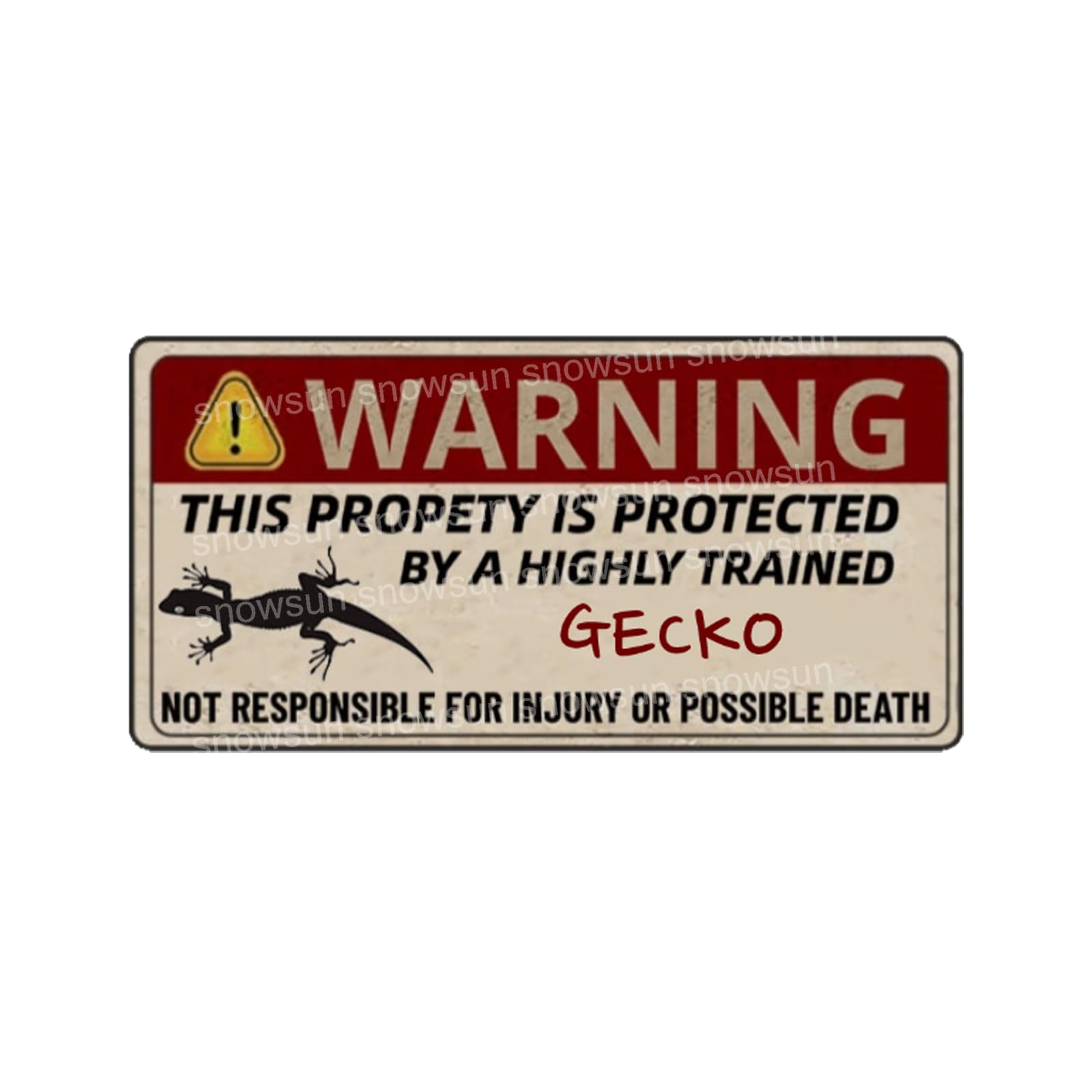 Warning Of Gecko Beware Signs Vintage Tin Sign For Fence Outdoor Yard Home Decor 4x16 Inch