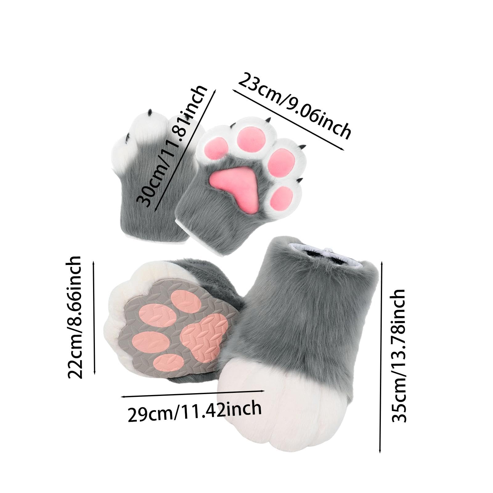 UGPLM Cosplay Animal Paws Fursuit for Women Gloves for Holiday Role Playing Masquerade: Gray