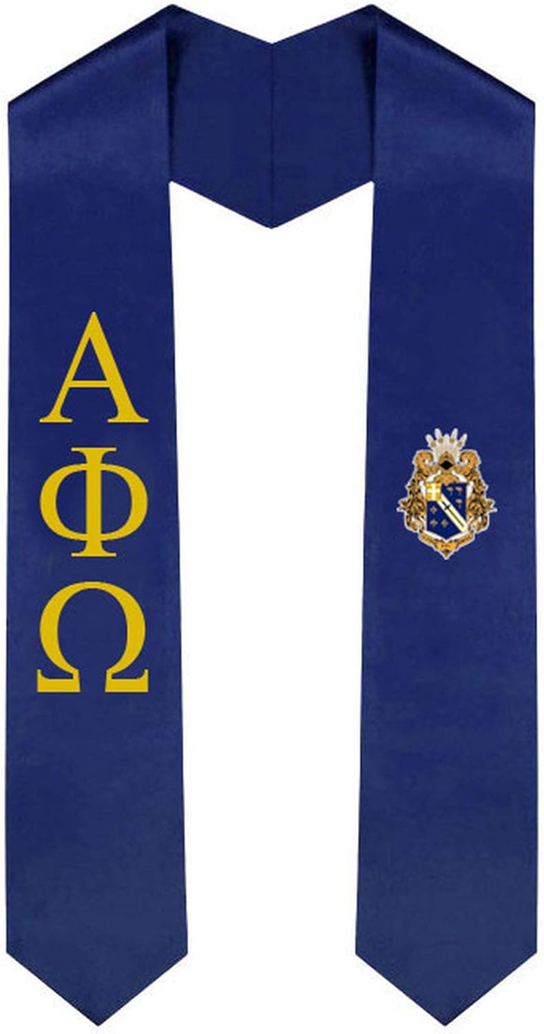 Alpha Phi Omega Greek Lettered Graduation Sash Stole With Crest