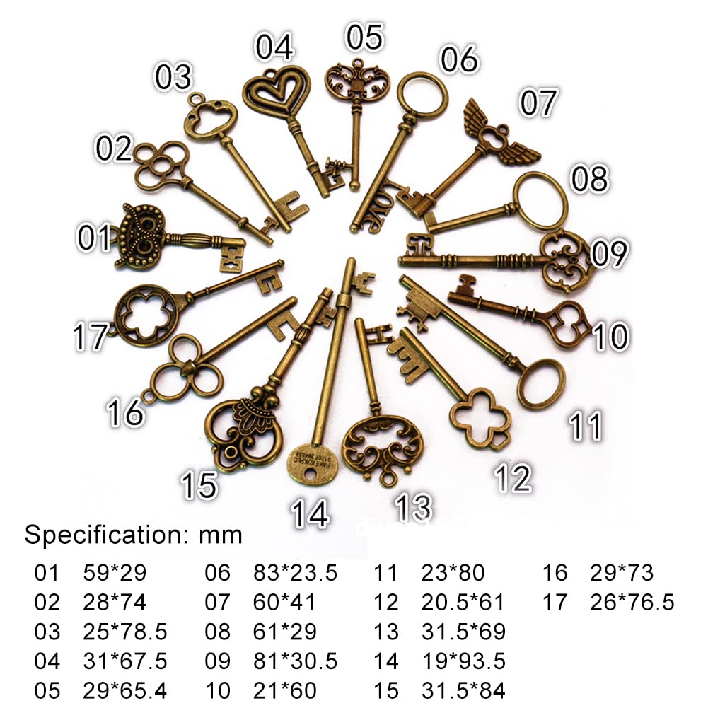 40 Pcs Ciondolo Chiave, Chiavi Vintage, Chiavi Antiche Vintage - Foto 11