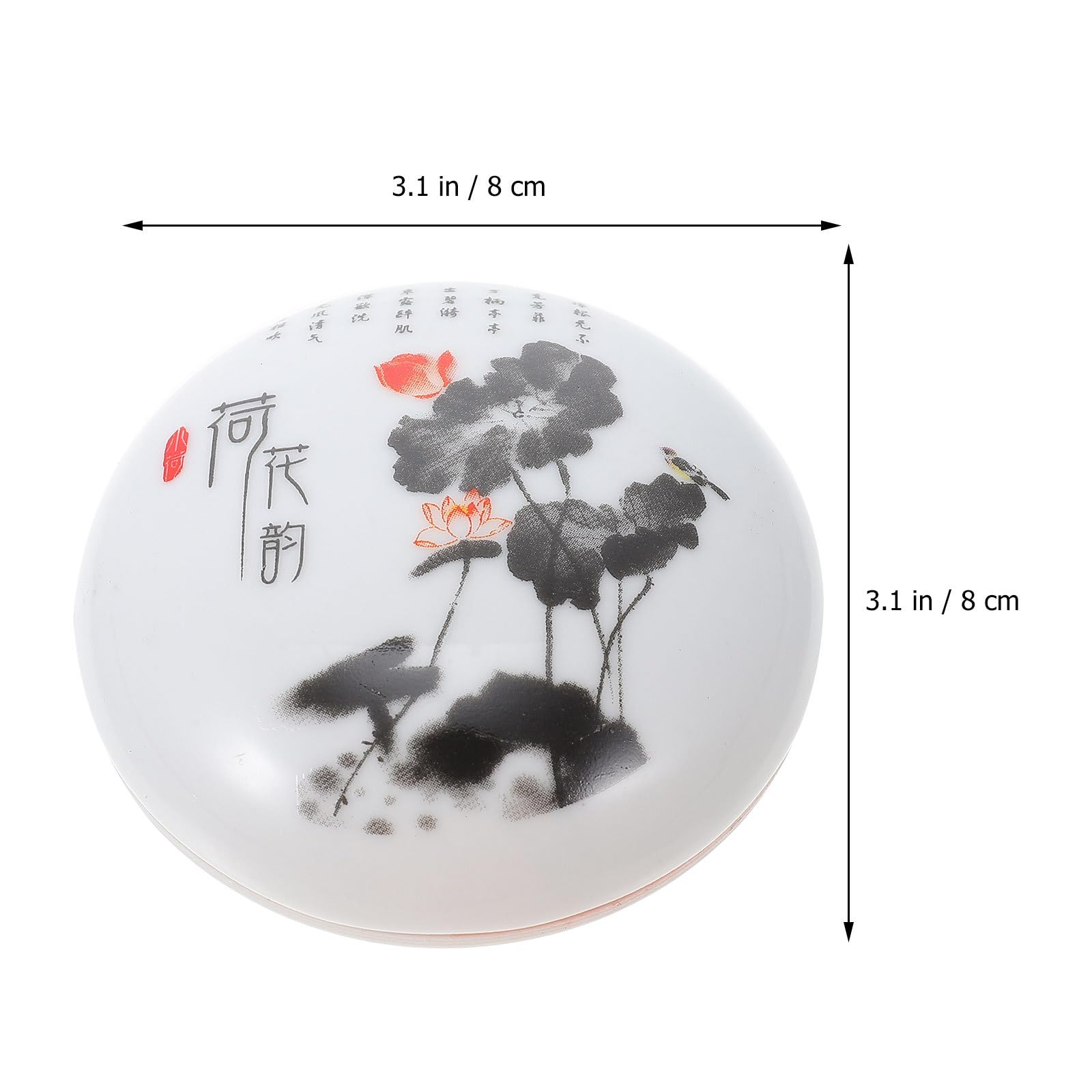 Tampone di Inchiostro Rosso Facile da Pulire e Leggero per Calligrafia e Pittura, Pasta Inchiostro Ceramica Stile retrò Cinese, Dimensioni 8cm