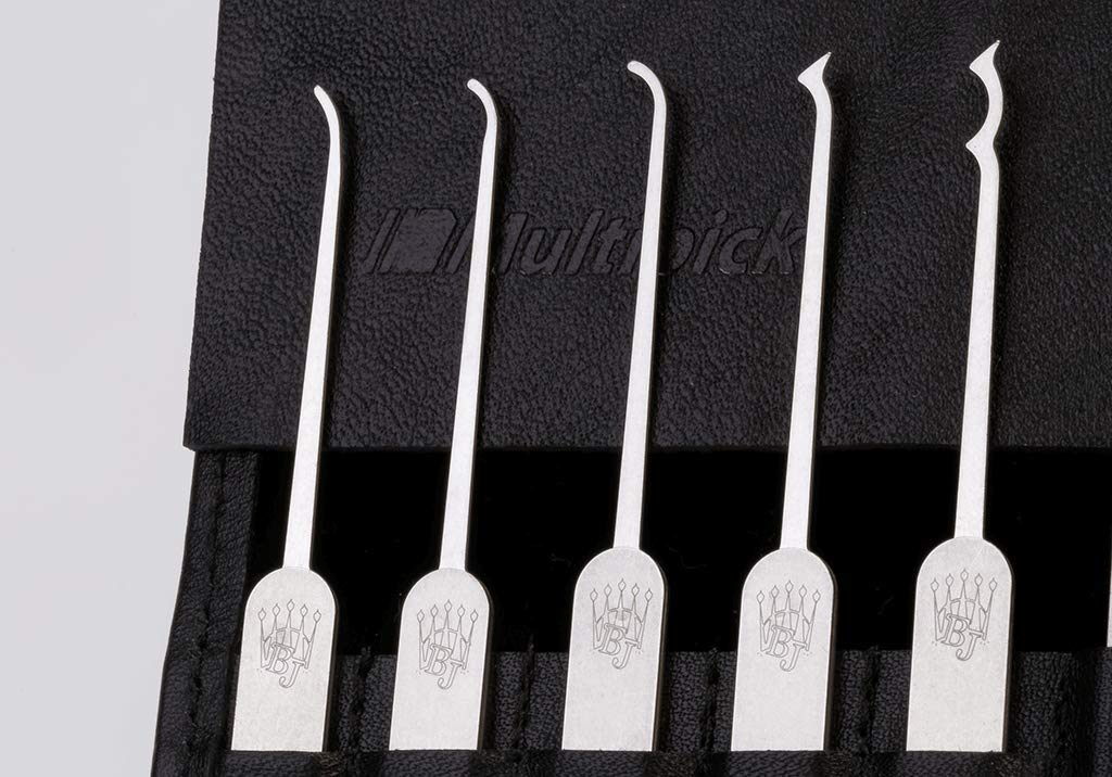 Multipick Elite 19 – Lockpicking-Set Master – Vorhängeschloss und Riegel – Set Schlüssel für Anfänger und Pro, 19-teilig – Made in Germany – Dicke 0,4 und 0,6 mm