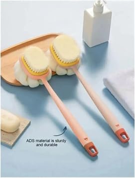 Busstier Long Handle Double Sided Shower Brush Hair and Fiber Massage Effective Body Cleansing Peeling Brush For Back and Skin Care