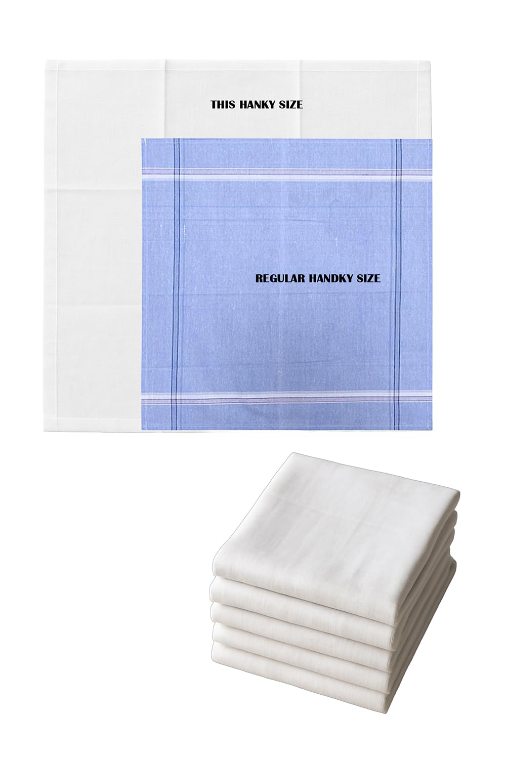 Men's Pure Cotton Plain White Handkerchief - Pack of 5, Soft & Durable Hankies for Men,Best for cover around face and on turban, XXXL Size, 56 x 56 cm, White-image-7