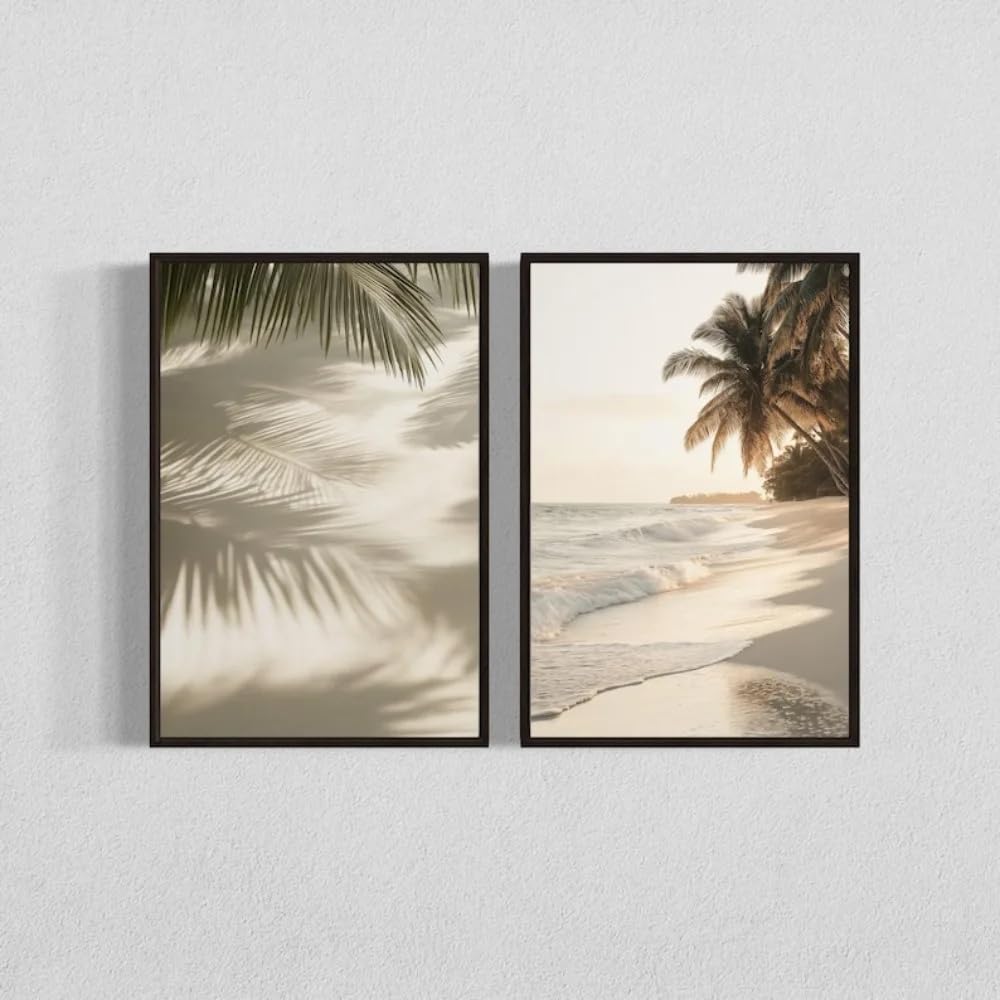 LTjiajuypd Palm Tree Pictures,Beach Photos With Tropical Coastal Style For Summer Living Room Bedroom Wall Art Decoration(50x70cm-2pcs)