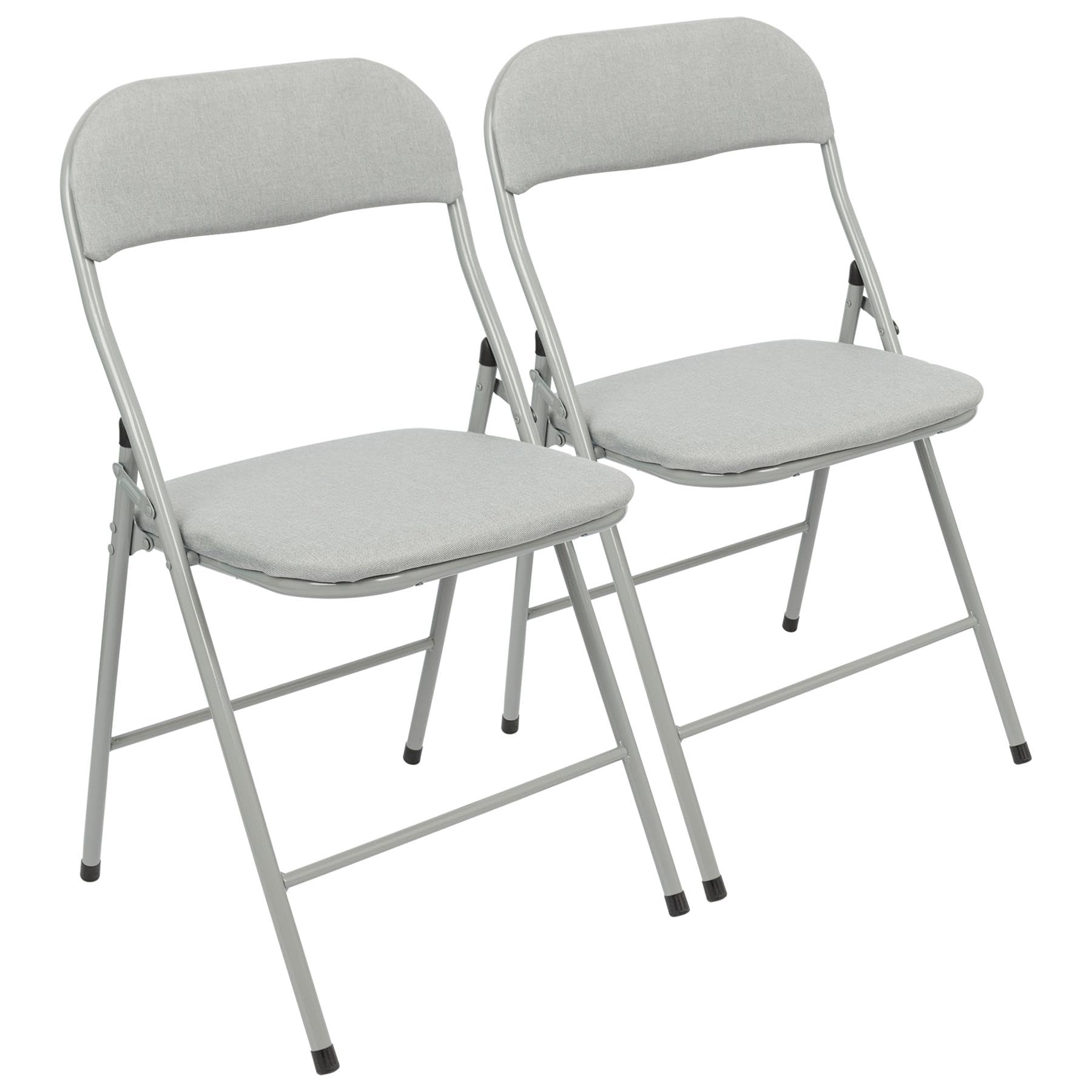 Harbour Housewares Fabric Padded Folding Chairs - Grey - Set of 2 - Cushioned Foldable Chair with Metal Frame Fabric Upholstered Seat Folding Seats Indoor for Home, Dining, Office