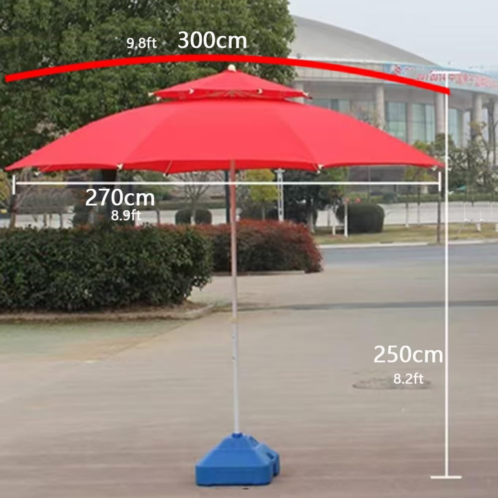 300cm Ombrellone Da Giardino Tende Laterali Ombrellone Da Mare | Ombrellone Da Balcone 8 Stecche, Anti-UV, Tettuccio Ventilato A 2 Livelli Ombrellone Per Esterni