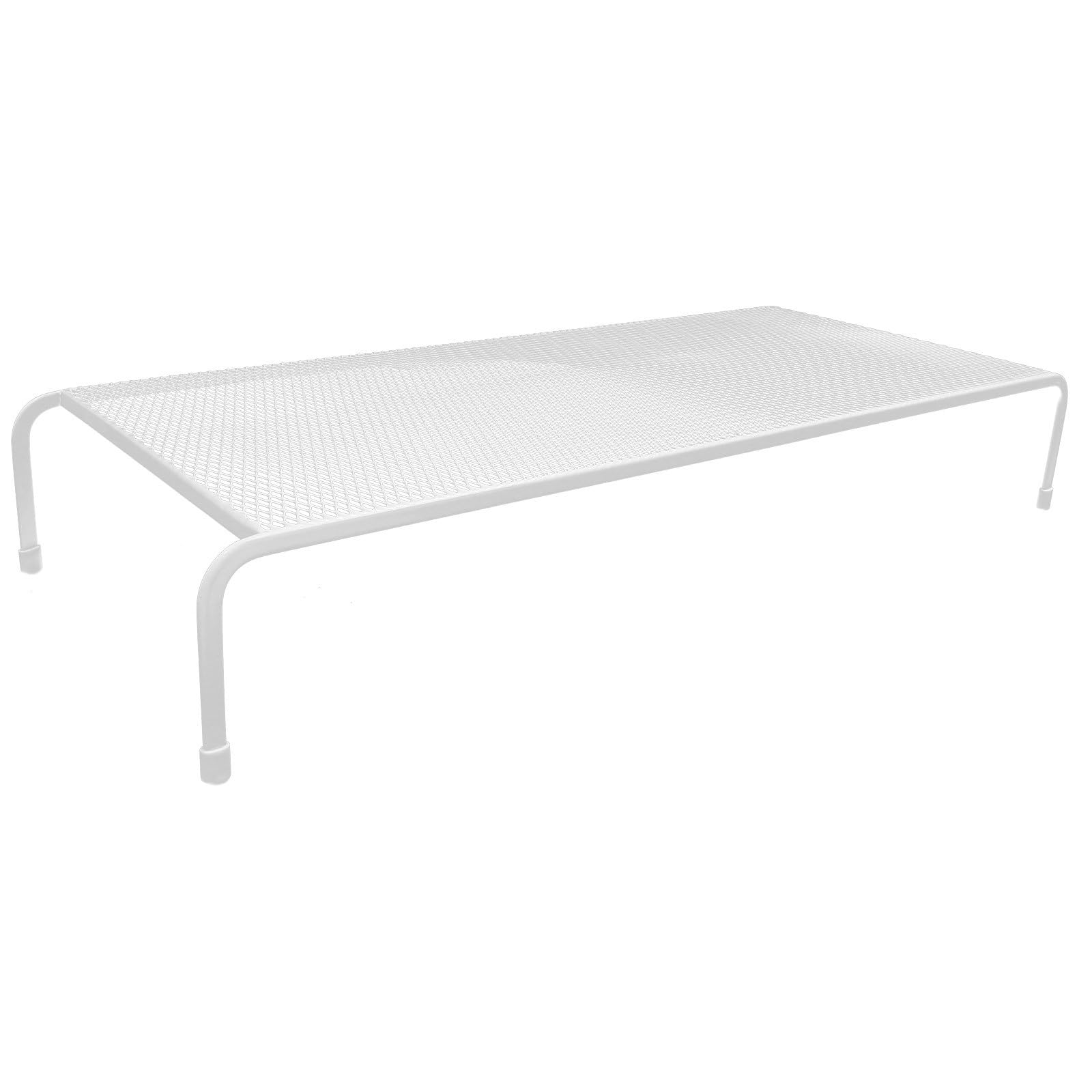 Soporte para monitor de metal blanco Uonlytech con estante elevador de rejilla