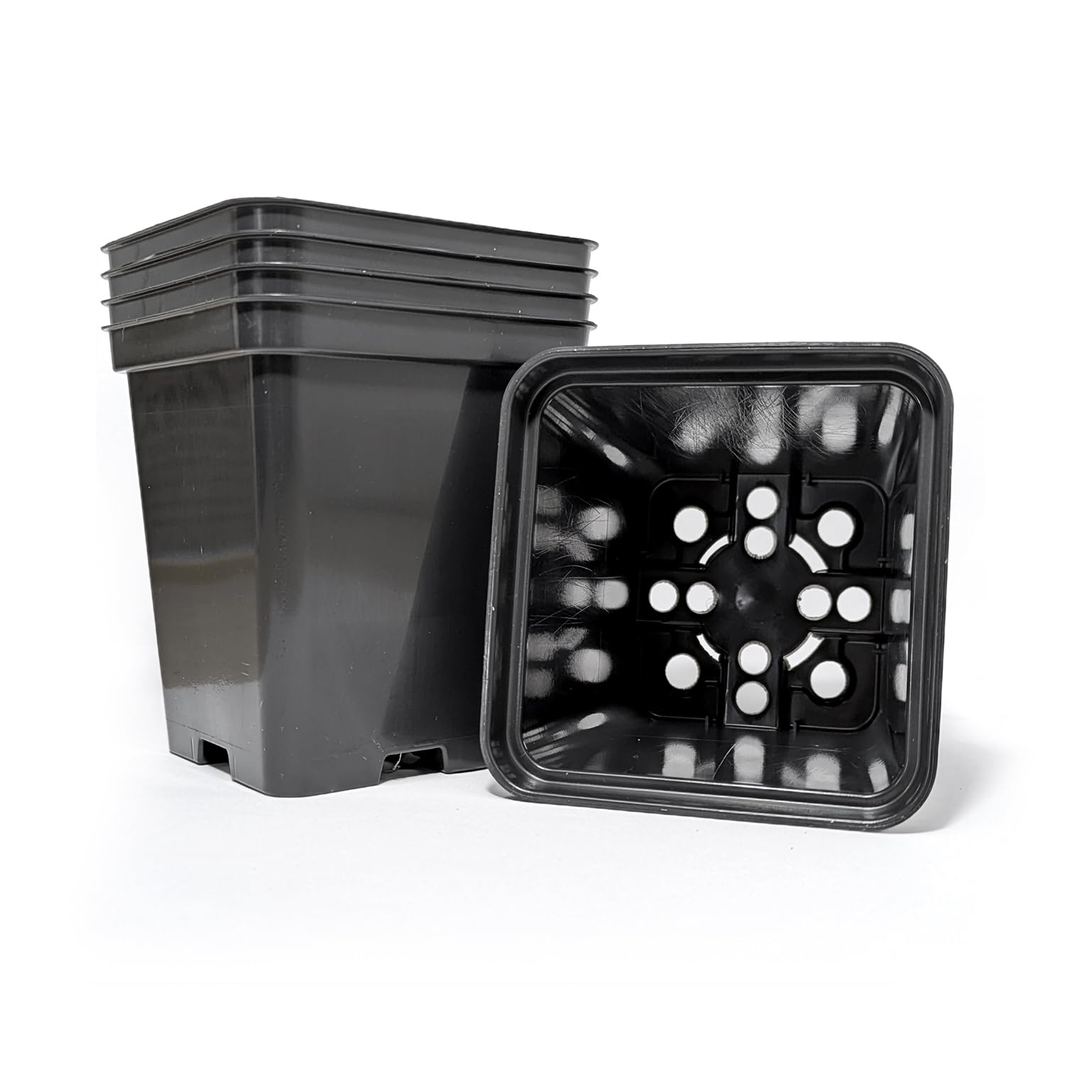 Elixir Gardens Square Plant Pot | 0.75 Litre Black Recycled Plastic Nursery/Seedling or Cutting Pots (9cm x 9cm x 10cm) x 100