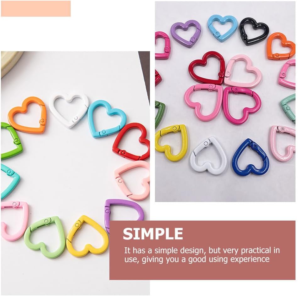 NUOBESTY Heart Shape Spring Snap Hooks Keychain Clips 20Pcs Metal Coil Clasps for DIY Crafts Jewelry Making Bag Accessories - Image 5