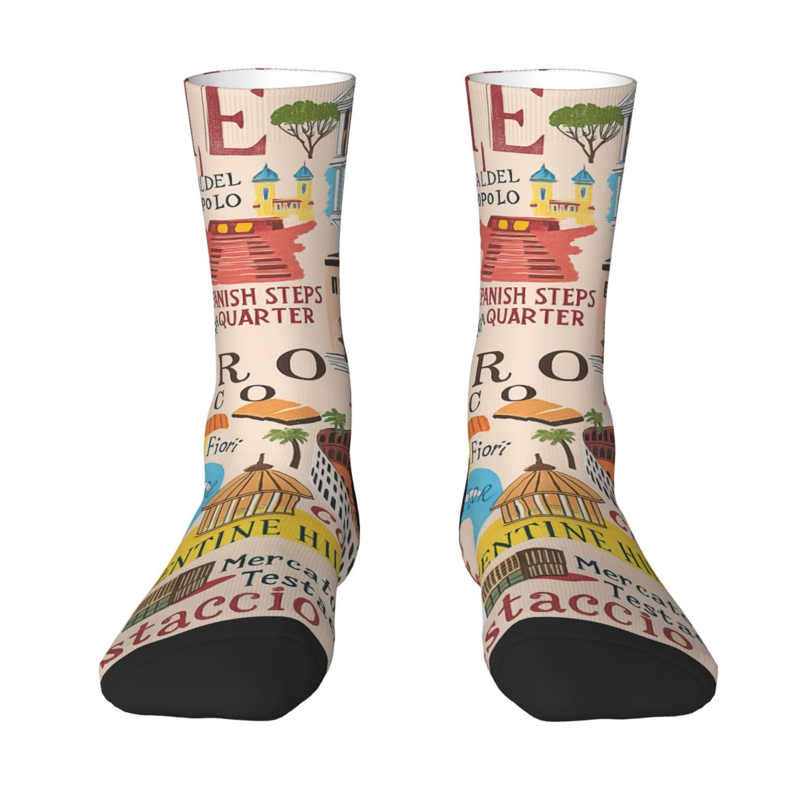 Rome Map With Landmarks Illus Socks for Men & Women, Soft, Breathable, Flexible Comfort with Stylish Design, Best Gift