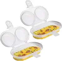 Kit com 2 Omeleteiras e Formas de Ovos para Microondas – Pote Plástico para Preparar Ovos e Omeletes Sem Óleo – Ideal para Café da Manhã Lanche Refeição Saudável