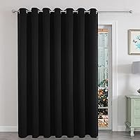 Joydeco Extra Wide Blackout Curtains for Sliding Patio Doors 100x84 Inches Black Grommet Top Thermal Insulated Privacy Drapes 1 Panel