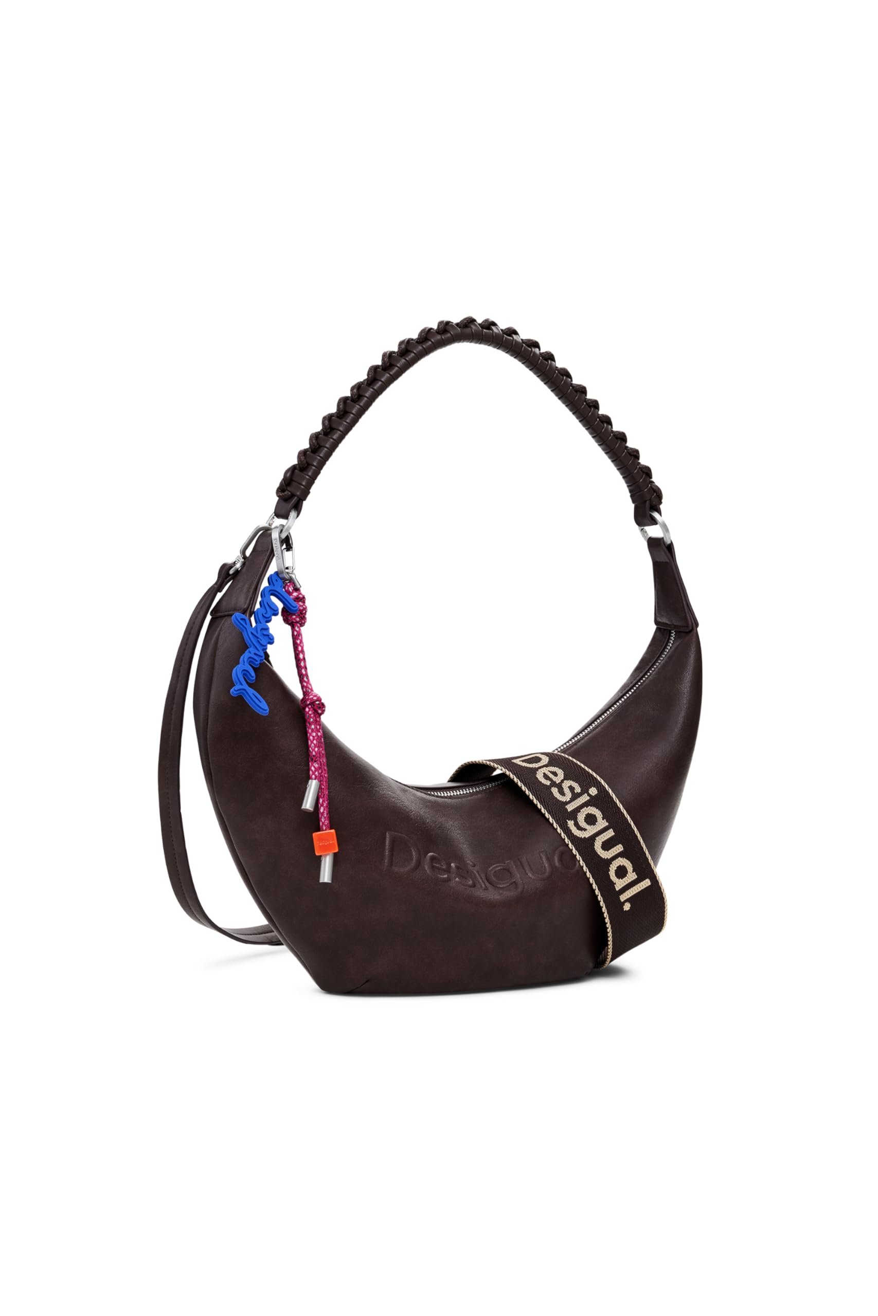 Desigual Damen Chocolate Umhängetasche Schultertasche Zante Half Logo Crossbody Bag Dunkelbraun