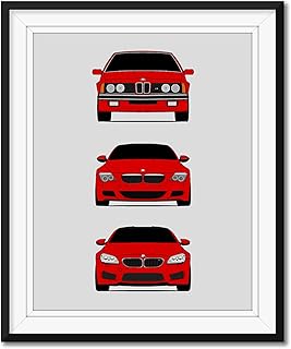 BMW M6 Generations Inspired Poster Print Wall Art of the History and Evolution of the M6 (BMW Car Models: E24, E63 E64, F12 F13) (Unframed)