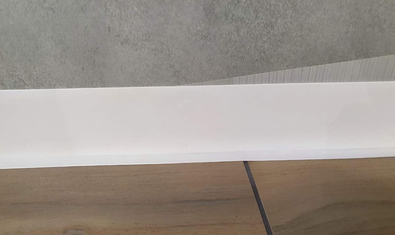 Rodapié suave de PVC adhesivo seco profesional de alta calidad de MadeInNature altura 50 mm, 70 mm o 100 mm Longitud a elegir (altura 100 mm x longitud 4 ml, blanco)