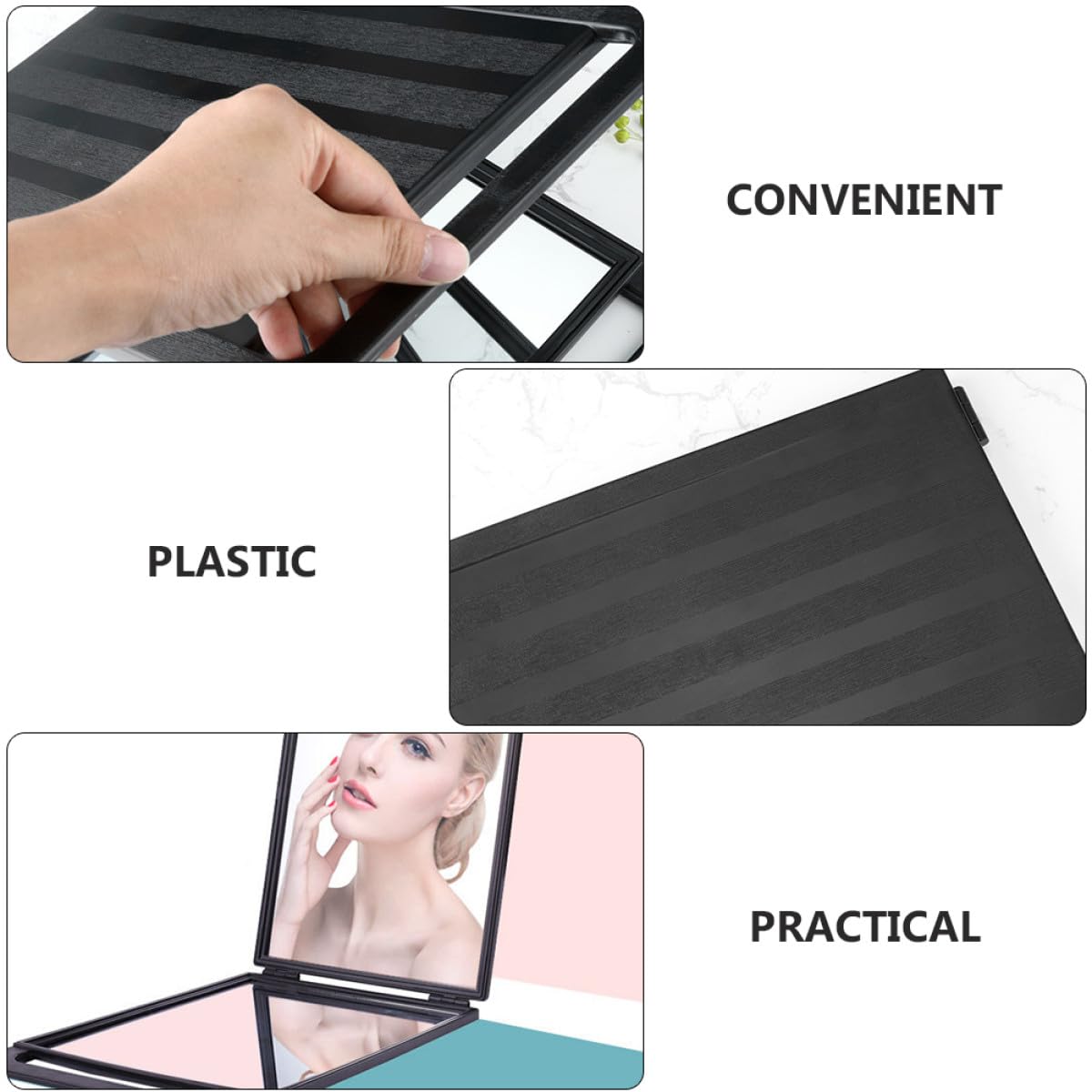 Specchio da Viaggio Doppio con Manici Comodi, Portatile in Plastica Abs e Alluminio, per e Personale