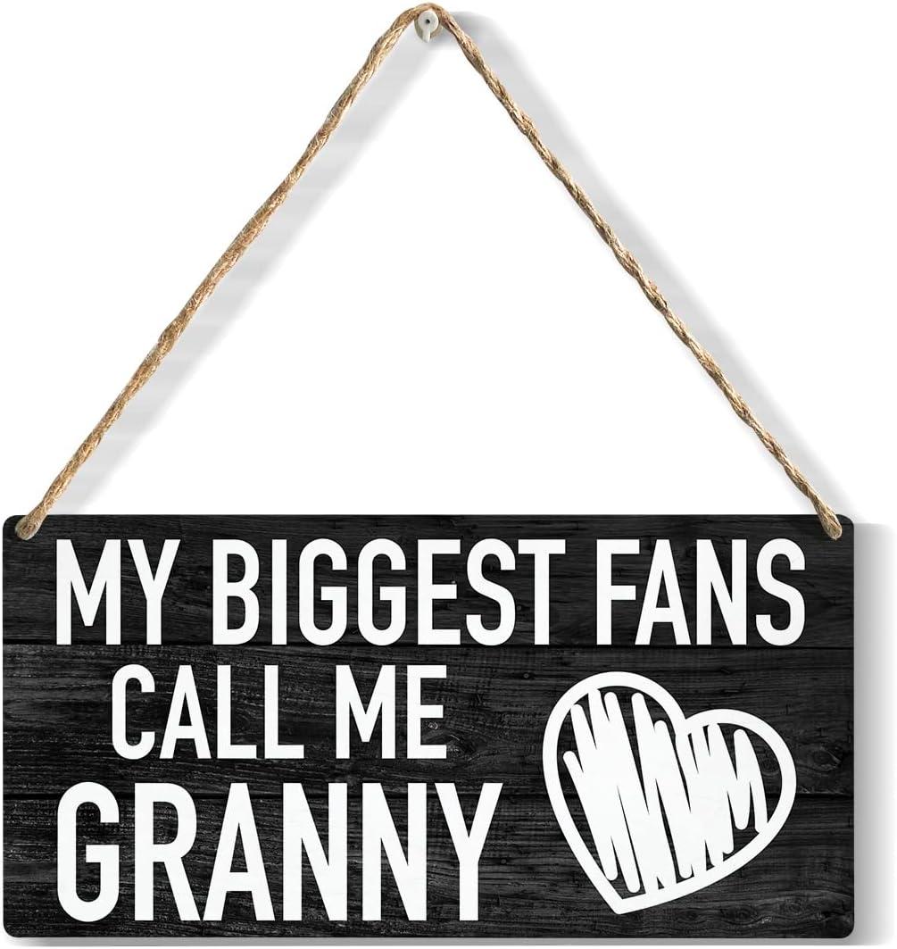 My Biggest Fans Call Me Granny Wood Sign Rustic Granny Wooden Hanging Plaque for Home Wall Art Decoration 6 x 12 Inches Present