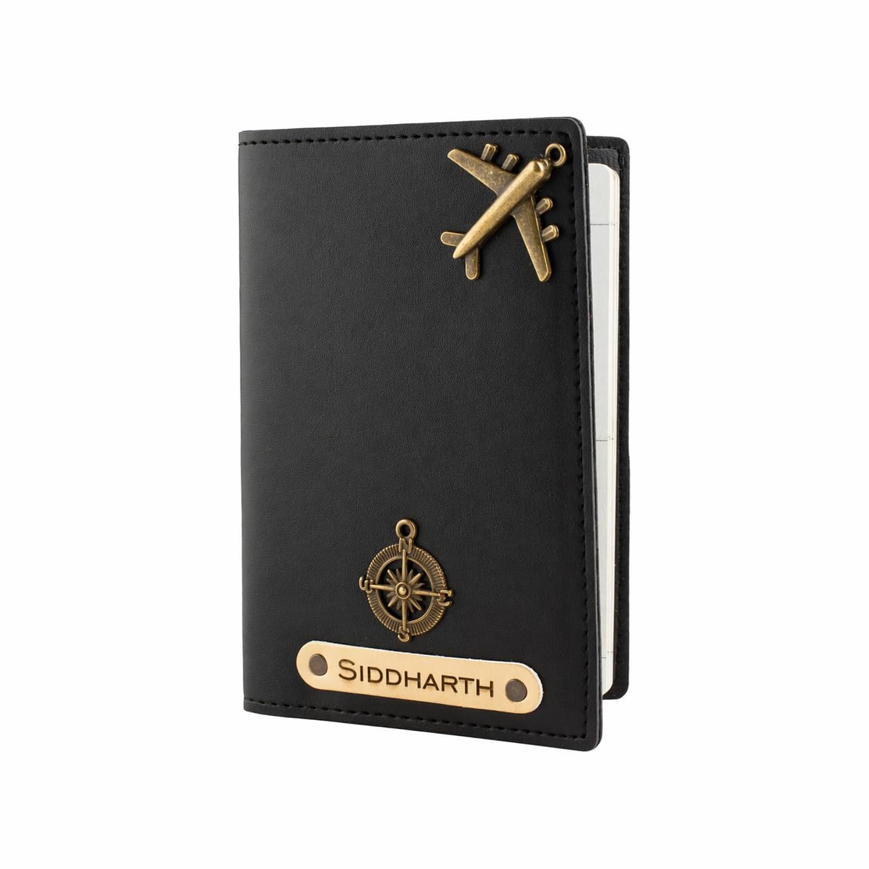 Customized Name & Charm Leather Passport Cover Holder for Men & Women | Personalised Unisex Travel Passport Holder Ideal Gift for Wedding, Anniversary, Couple, Friend, Husband, Wife-(Black)-image-21