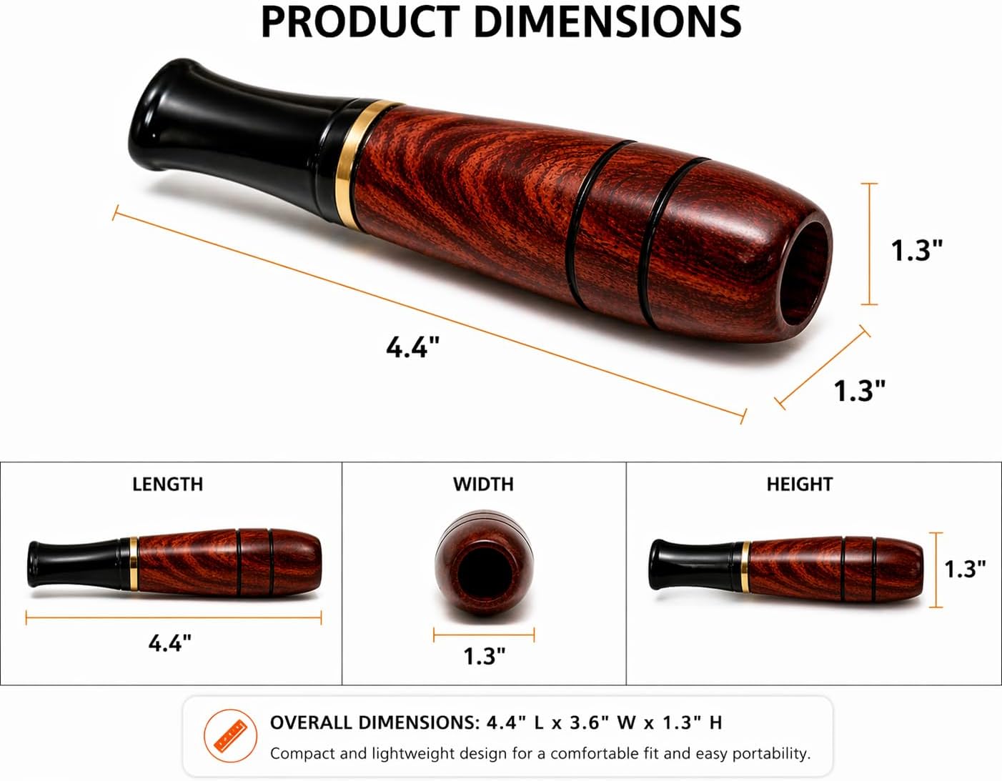 FESS Cigar Holder Tip – Reusable Cigar Mouthpiece, Size-Specific Fit for Selected Ring Gauge, Smooth Draw, Heat Resistant Cigar Accessory 52R