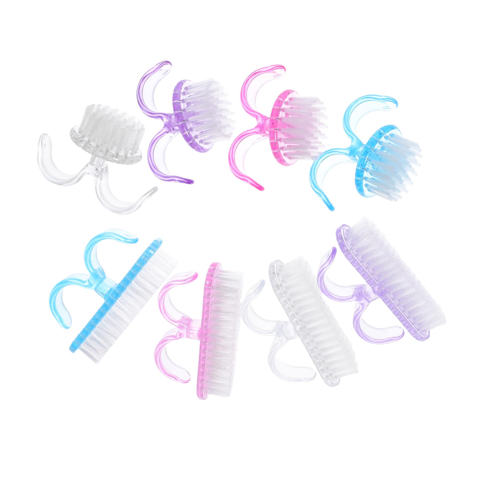 Mikinona 8 Piezas Cepillos de Uñas con Mango Cepillos de Polvo de Uñas de Plástico Resistente Cerdas Suaves para Limpieza Precisa de Manicura Casa y Salón Diseño Compacto Portátil