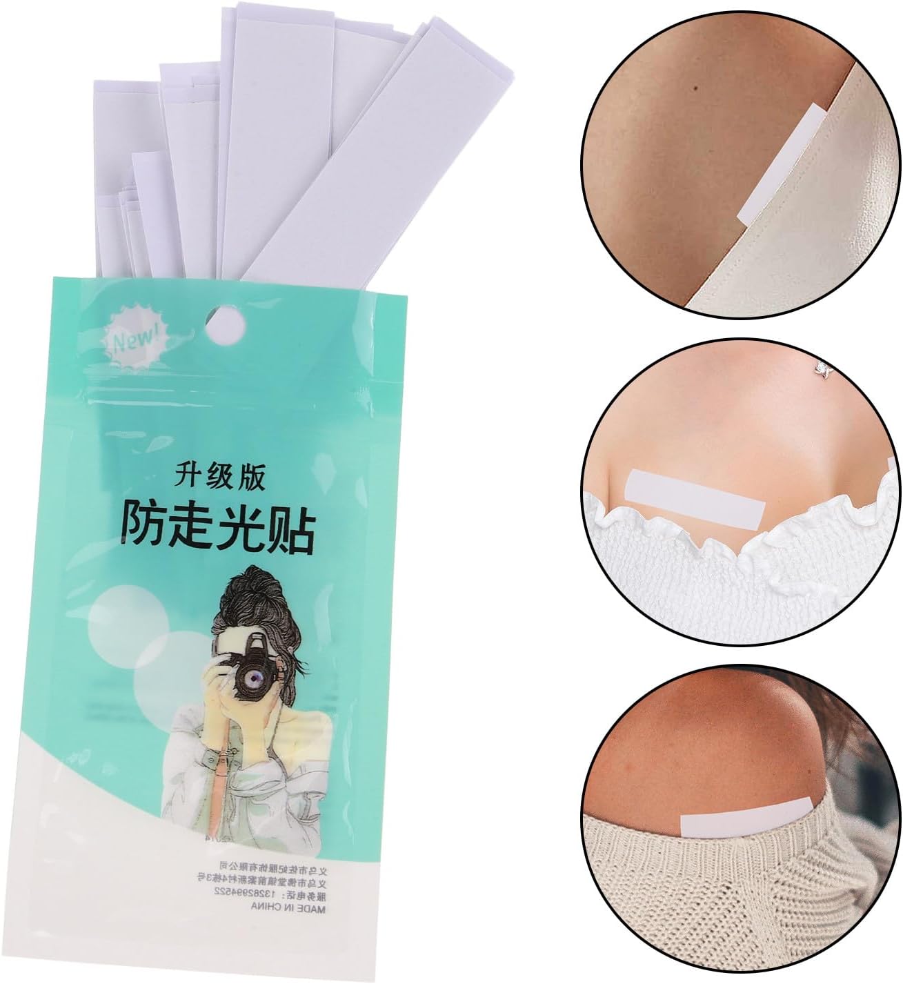 Invisible Double-sided Body Tape for Clothes and Dresses, Non-slip Sweatproof Tape with Strong Adhesive, 36pcs (2cm X 8.5cm) for Women’s Dress and Skin-friendly Use
