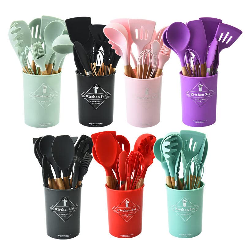 MANJIA Silikon-Kochlöffel Set – 2 Stück, Hitzebeständig, Antihaftbeschichtet, Ideal Zum Rühren, Braten, Backen