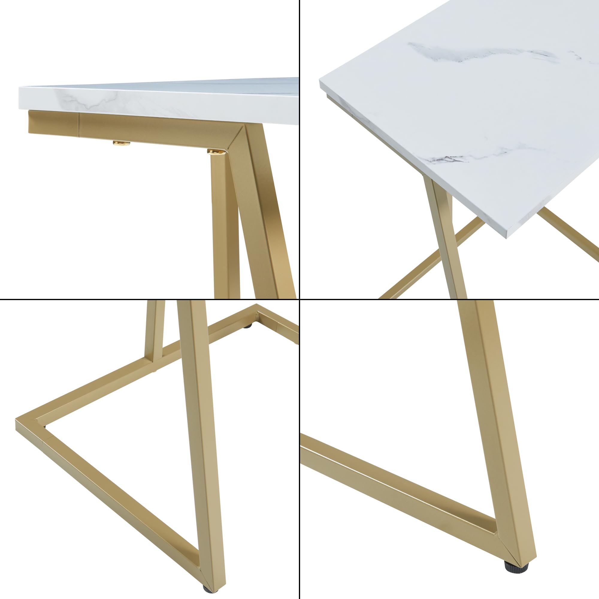 [en.casa] Juego de 2 Mesas Auxiliares Nido para Salón Mesas de Sofá 2 Tamaños Diferentes Usarlas Juntas o por Separado Mesitas de Noche Aglomerado Acero 40x30x56cm - Efecto Mármol Blanco/Dorado
