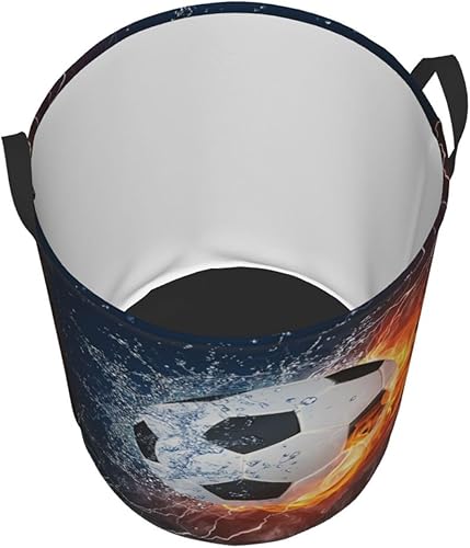 Miniatura 2 de Gbuzozie Balón de fútbol redondo en fuego y agua cesta de lavandería deportiva cesta de almacenamiento de fútbol juguetes organizador de ropa para