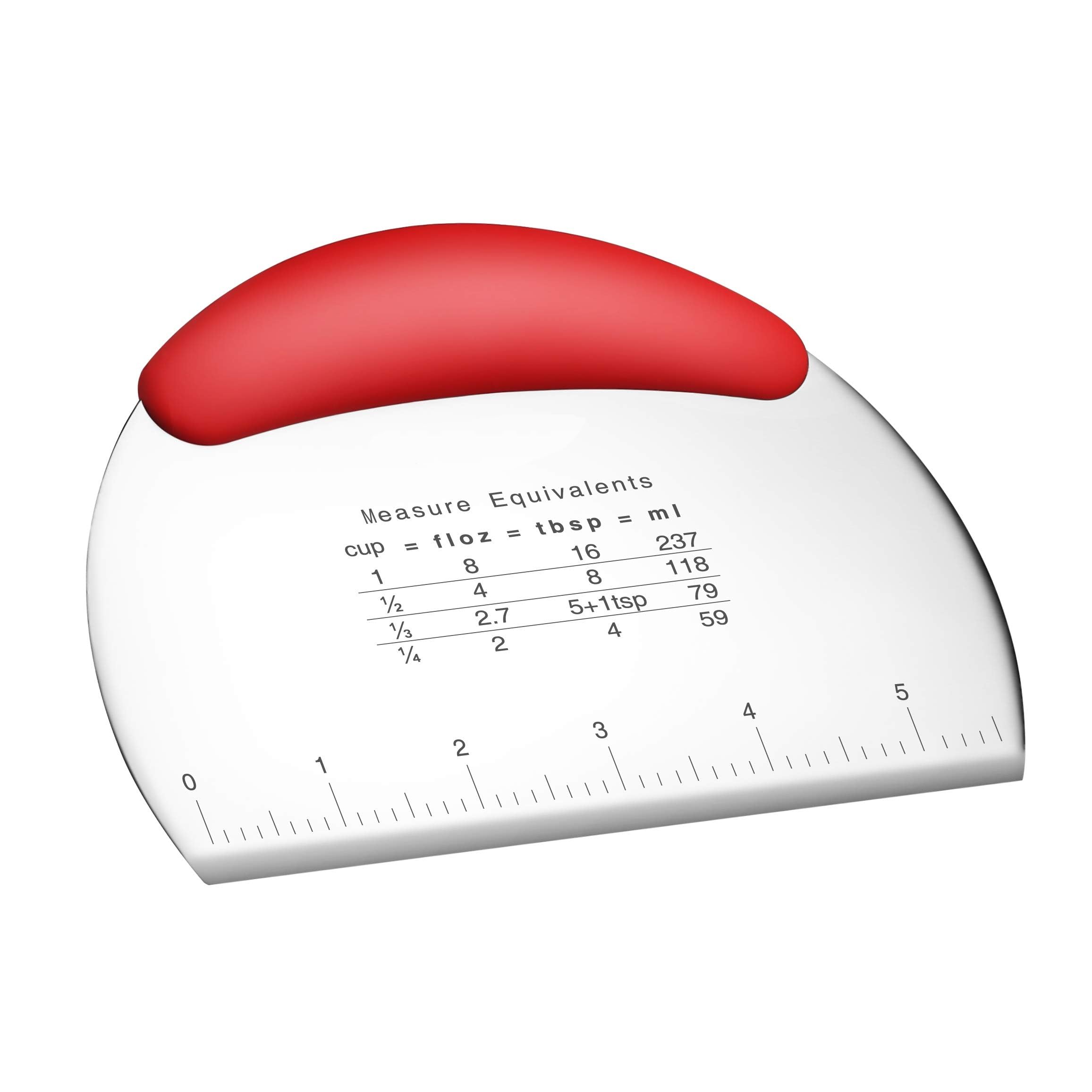 Benting 1 Pack Dough Pastry Scraper Chopper，Pro Pastry Pizza Cutter Chopper，Stainless Steel Scraper Cutter with Ergonomic Rubber Non-Slip Grip (Red)