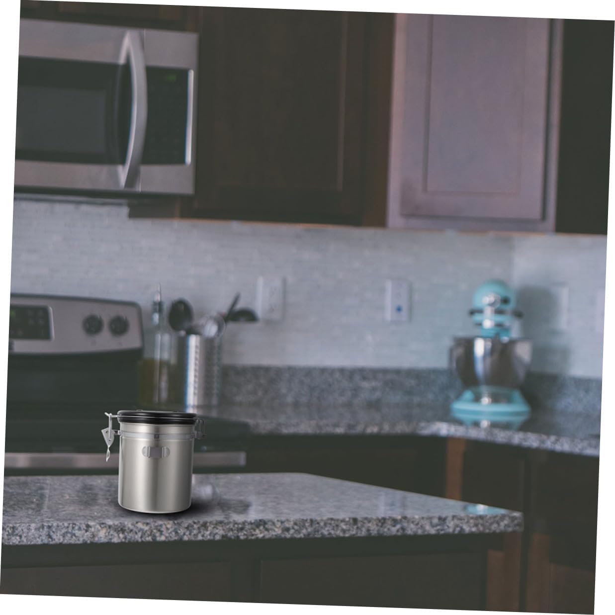 POPETPOP Airtight Stainless Steel Cat Food Storage Container with Steel Scoop 1.8l Sealed Jar for Pet Snacks and Grain Storage