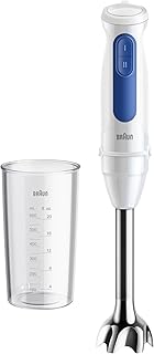 Braun MultiQuick 3 MQ30.001M, Mixeur Plongeant, Pied Mixeur avec Technologie PowerBell VPlus, 2 Vitesses+Turbo, EasyClick Plus Accessoires, Technologie Anti Éclaboussures, Verre 600ml, 900W, Blanc
