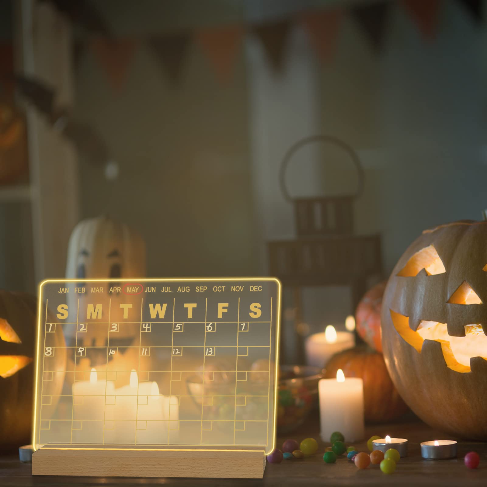 Acrylic Dry Erase Board Planners with LED Light - 13 x 10" Clear Desktop Calendar Whiteboard with Stand for Desk, Acrylic Memo Tablet with 12 Markers for Personal Writing List Office Home