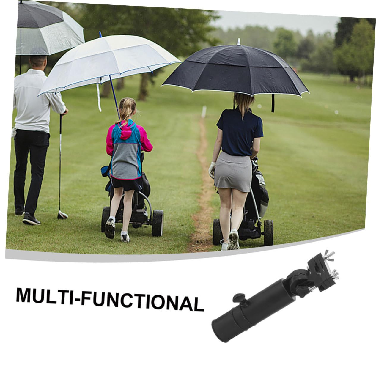 Gatuida 2 Piezas Soporte Paraguas Golf Ajustable Clip Resistente Compatible Carrito Golf y Bolsa Soporte Estable para Paraguas
