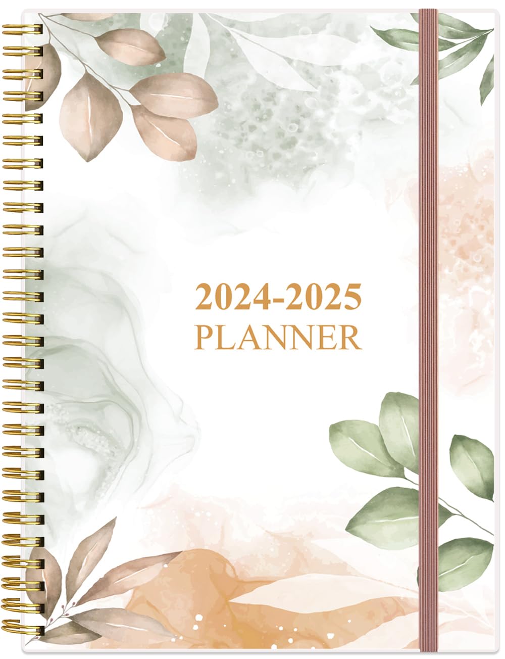 2024-2025 Planner - 18 Months Weekly & Monthly Planner from January 2024 - June 2025, Spiral Planner 2024 with Elastic Closure, Inner Pocket, 7" x 10", Rose Leaf