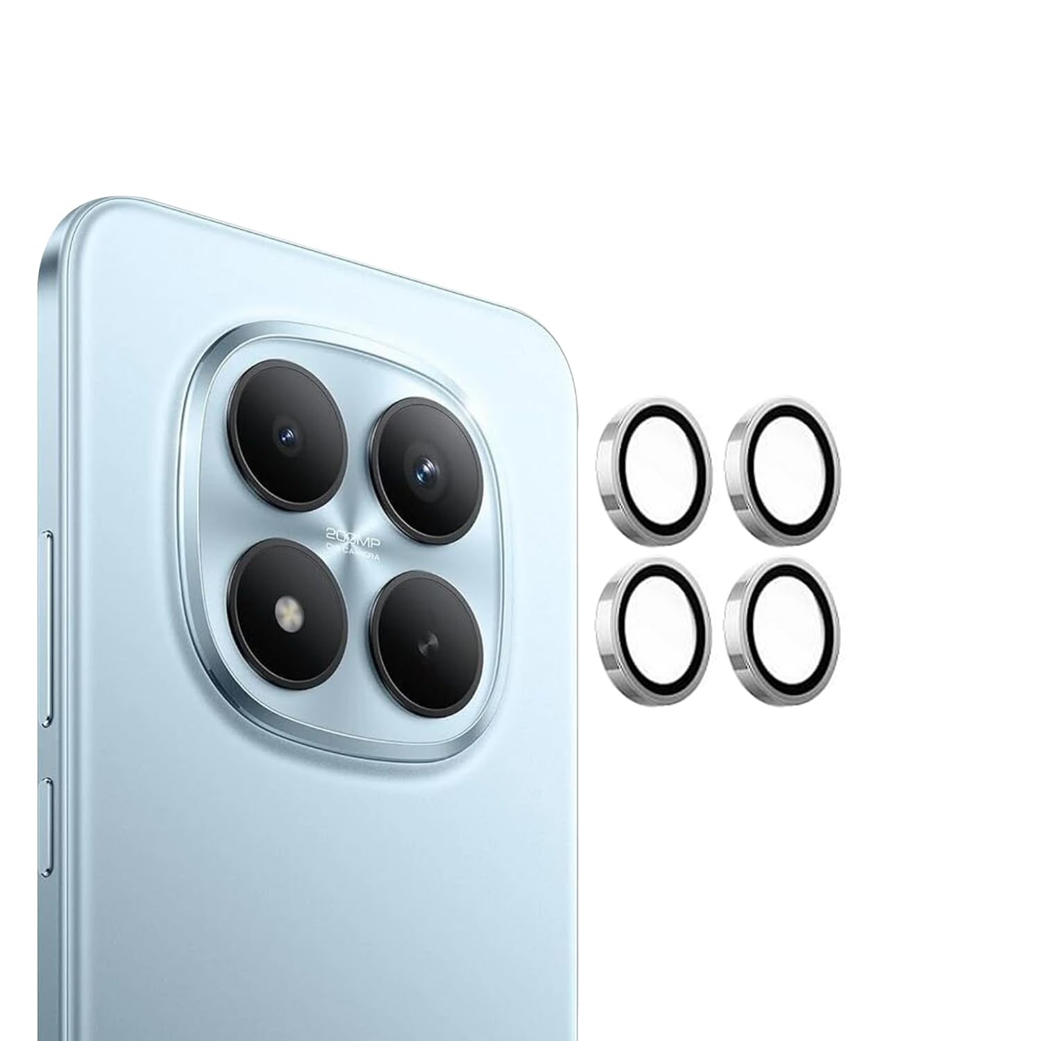 LIRAMARK Camera Glass Lens Protector Ring for Redmi Note 15 Pro/Redmi Note 15 Pro Plus 5G Case Friendly with Edge to Edge Coverage and Easy Installation (Silver)-image-3