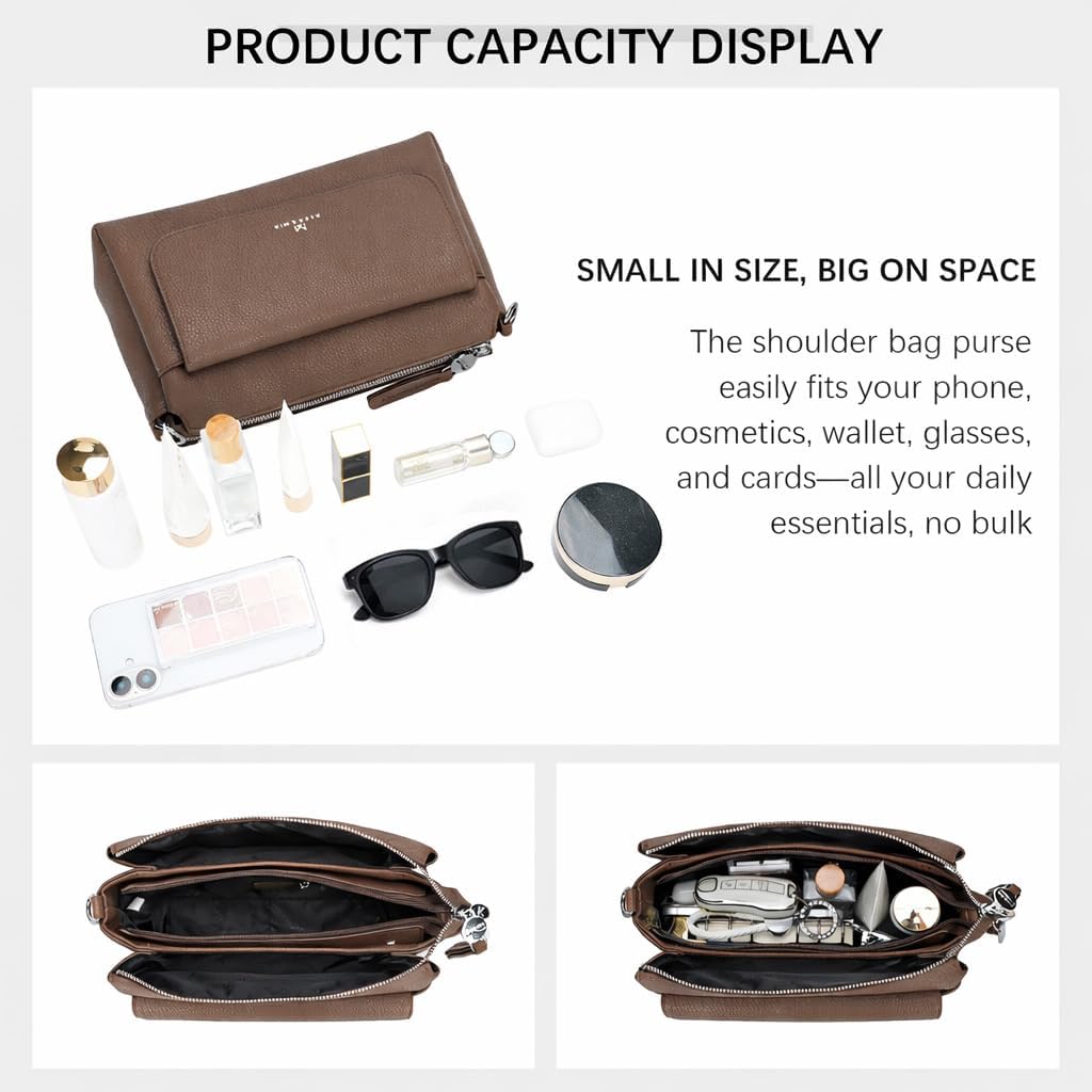 ALEX&MIA Women’s Shoulder Bag – Medium Crossbody Purse in Pebbled Vegan Leather with Two Detachable Straps