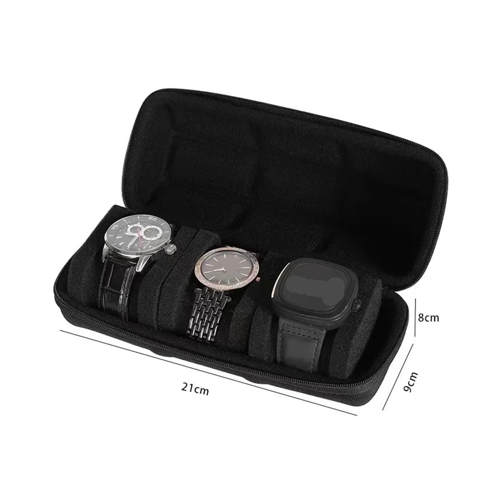 Sac de rangement pour montre Boîte de rangement for montres, organiseur for hommes et femmes, étui voyage for, portable, présentoir for montres-bracelets, connectées(Black 3 Slot)