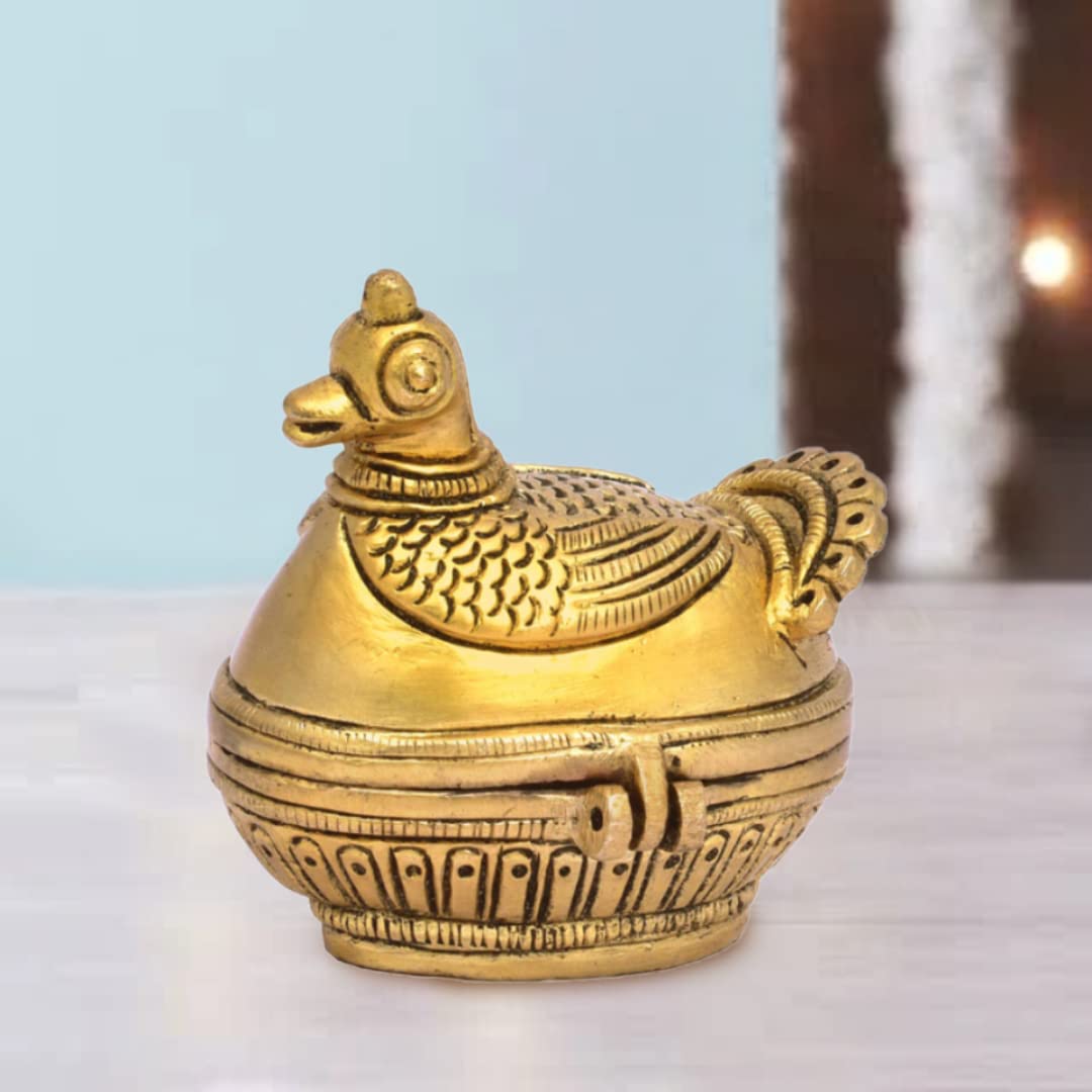 The Advitya Caja pequeña de latón con forma de pavo real, tamaño estándar, XS, color dorado
