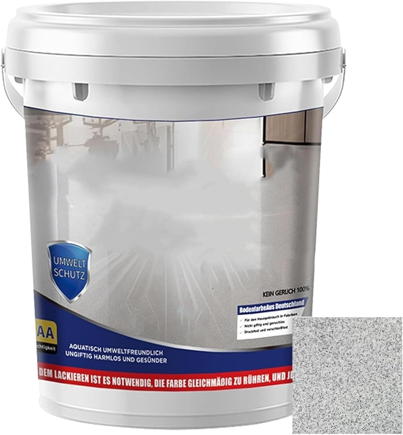 Epoxy Colored Sand Floor Paint, High Gloss Marble Effect Garage Coating, Waterproof & Non-Slip Self-Leveling Epoxy Floor Coating (White Sisal Gray)
