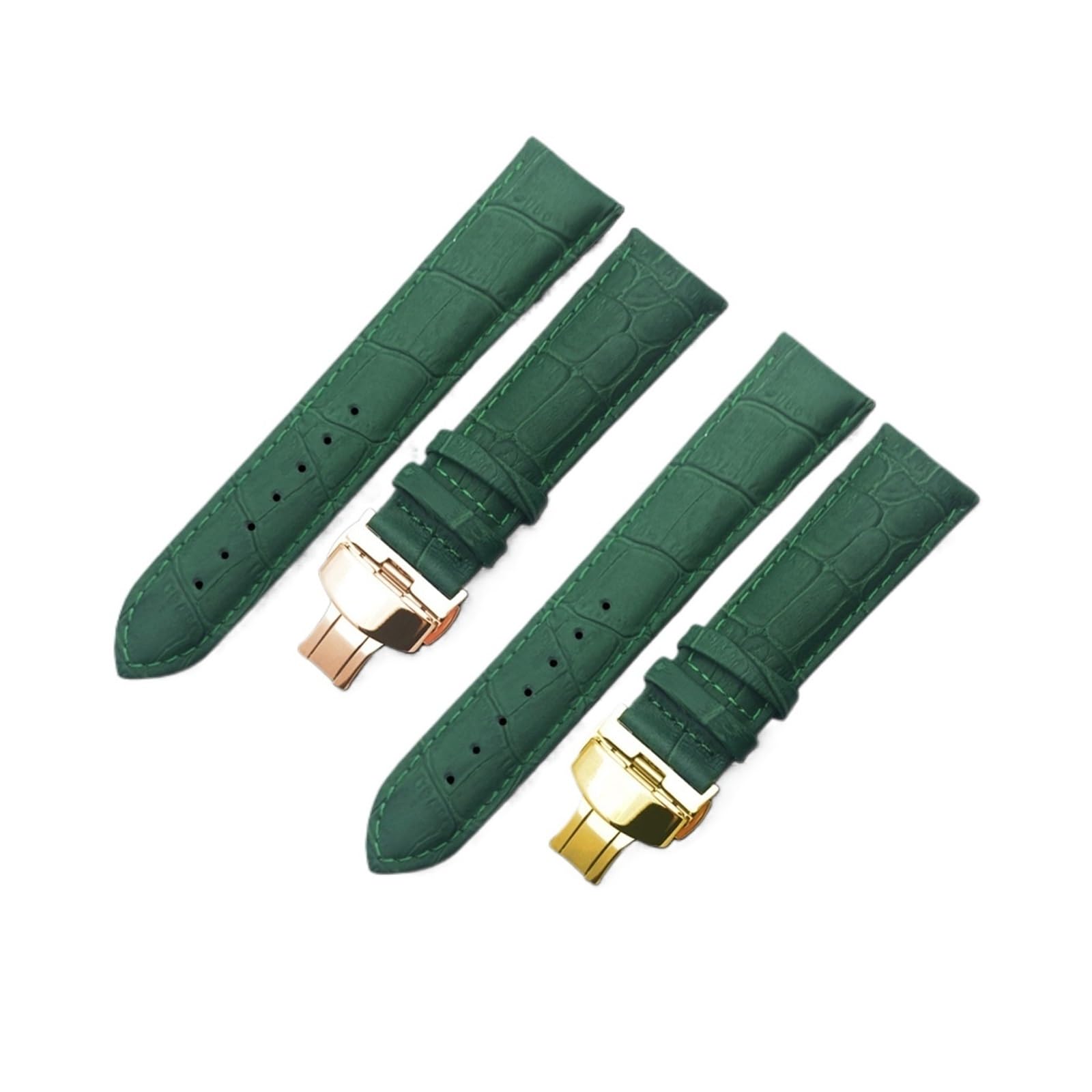 INEOUT Pulsera De Cuero Genuino Correa De Reloj Verde Cierre De Mariposa Correa De Reloj 10 12 13 14 15 16 17 18 19 20 21 22 24mm